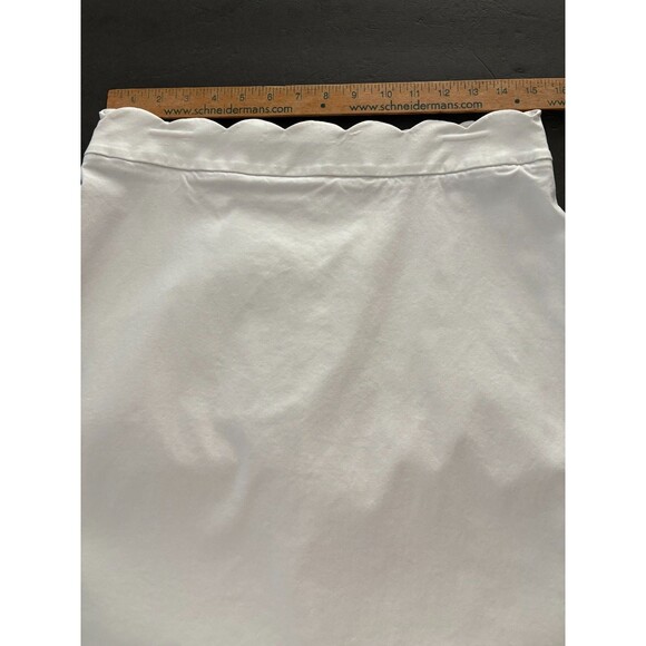 J. McLaughlin Cameron A-Line Skirt Size 10 White Scalloped Hem Nautical Coastal - Picture 5 of 12